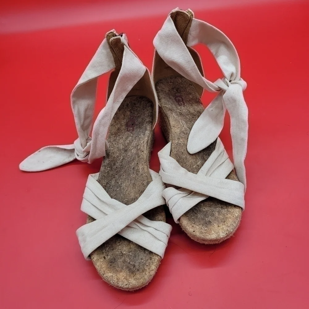 Women's Ugg Traci Espadrille Wedge Tie Up Sandal 6.5